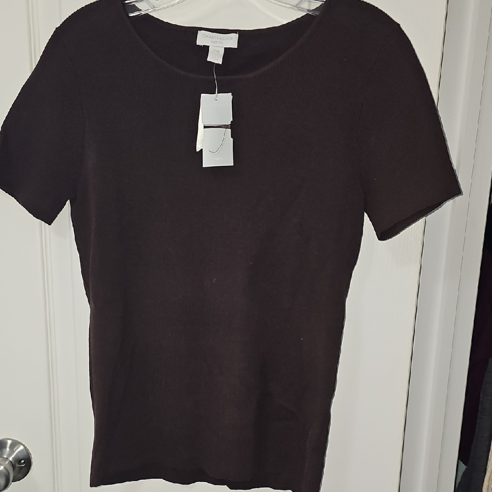 Charter Club Black Short Sleeve Top